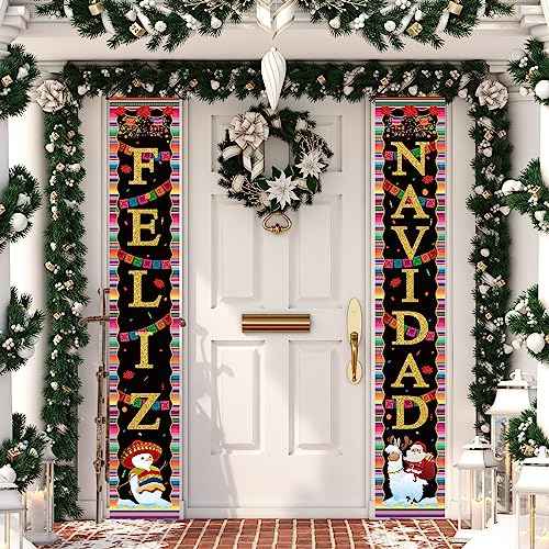 Feliz Navidad Decorations Mexican Christmas Porch Banner Feliz Navidad Welcome Sign Mexican Christmas Decorations and Supplies for Home Party