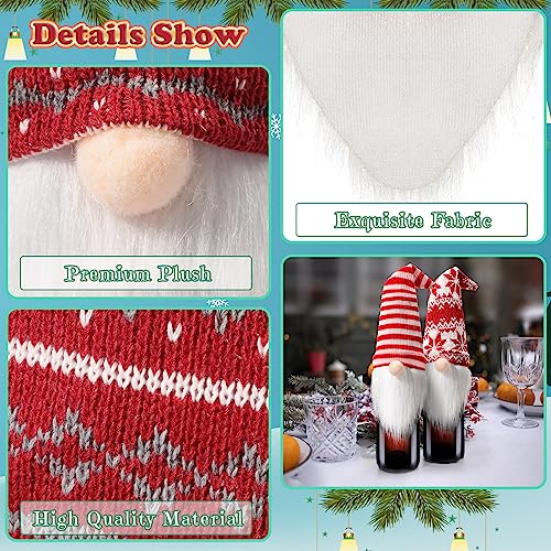 Honeydak 32 Pcs Christmas Gnome Wine Bottle Toppers Knit Hat Party Decor