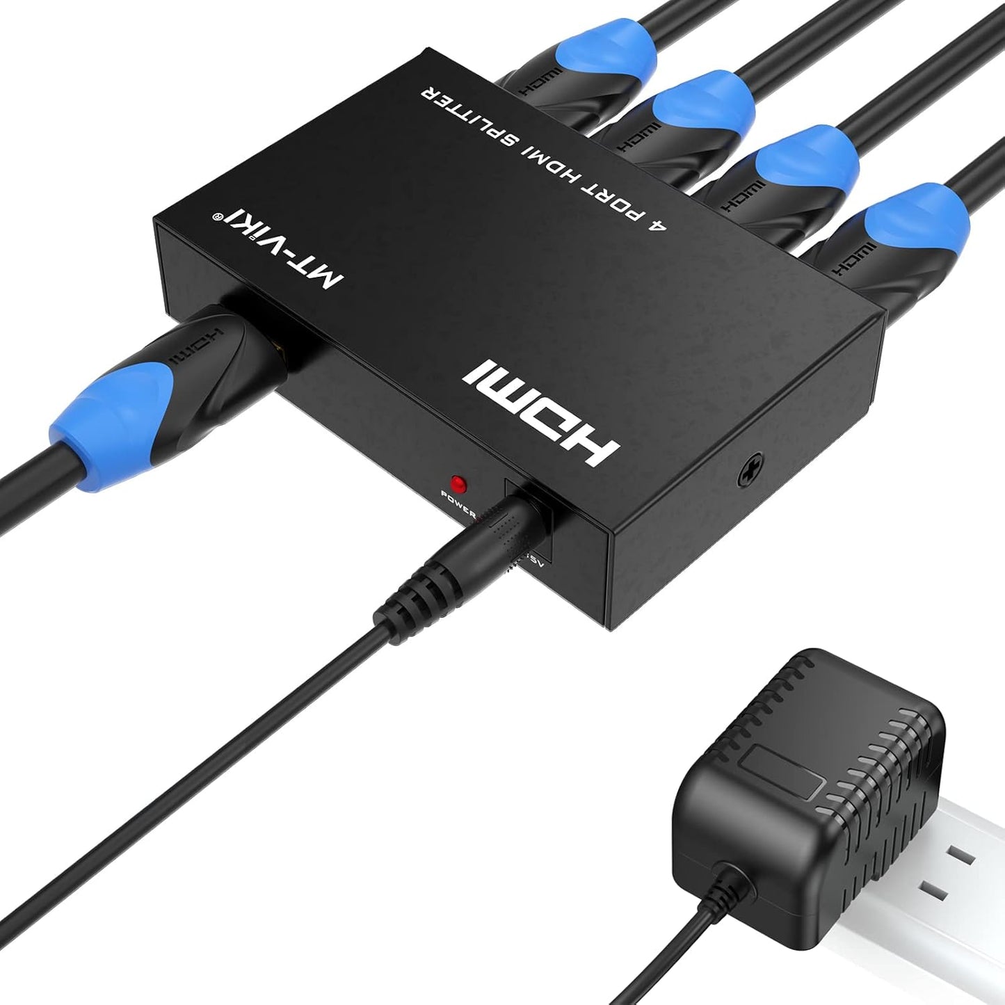 MT-ViKI HDMI Splitter - 1 In 4 Out 4K 30Hz Powered Distributor for Gaming Consoles & PCs | Includes Power Adapter
