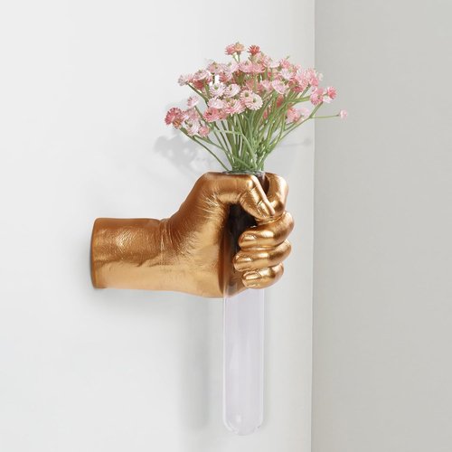 Gold Wall Sculptures - Unique Hand Vases Home Decor | Modern Eclectic Wall Art & Hanging Decor