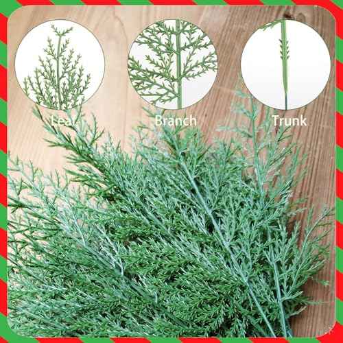 30pcs Evergreen Fake Pine Needles Picks, Artificial Pine Branches for Christmas Tree Filler, Christmas Greenery Stems DIY Accessories for Wreath Making Supplies Holiday Decor (30)