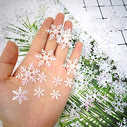Honbay 800Pcs White Snowflakes Confetti for Christmas Party Wedding Decor (3 Sizes)