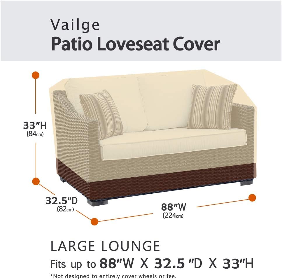 VAILGE Heavy Duty Patio Sofa Cover - 100% Waterproof Outdoor Protection | Large Beige & Brown