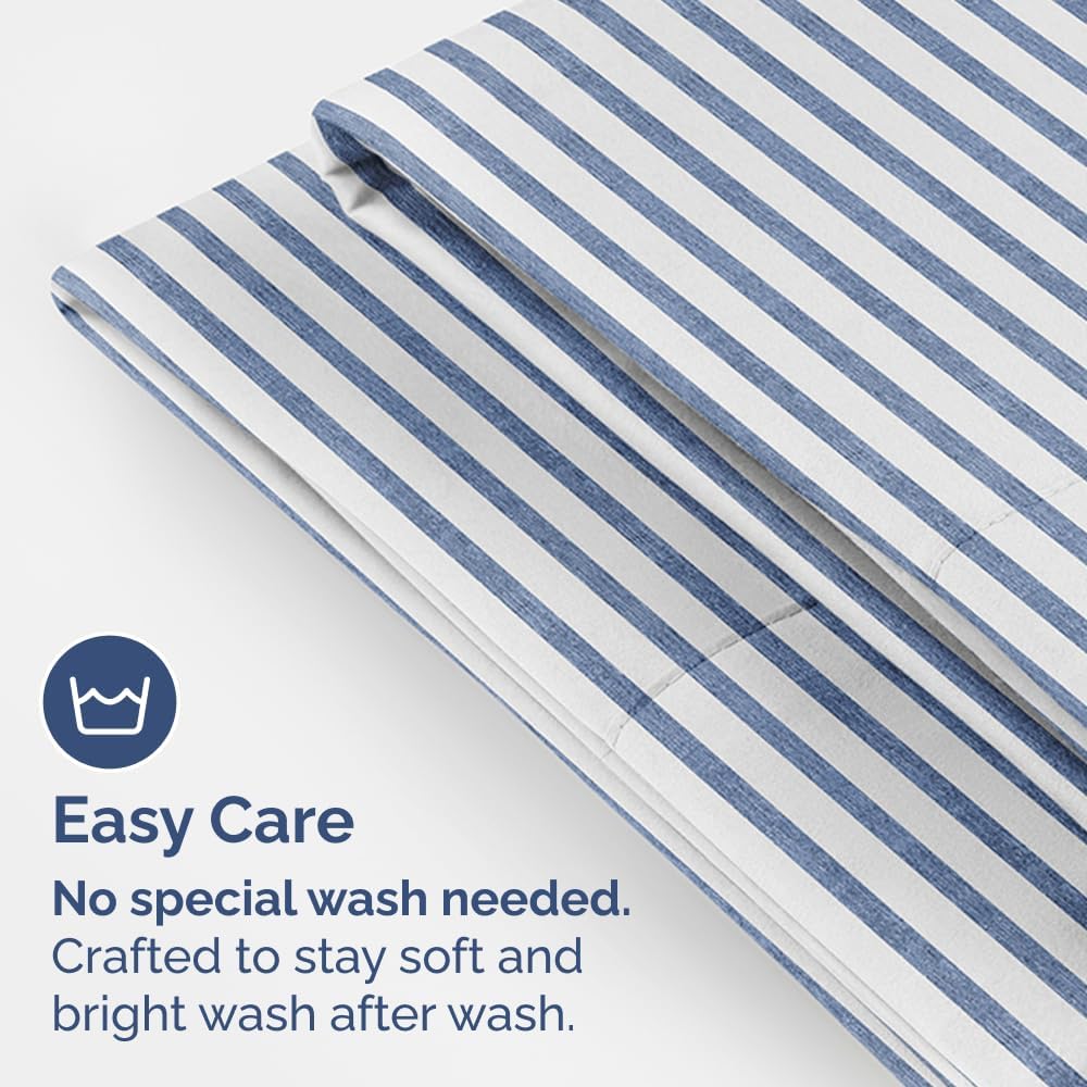 King Standard Pillow Cases by [Brand Name] - Ultra-Soft Hotel Quality - Fade-Free & Wrinkle Resistant - Blue Stripes - Set of 2