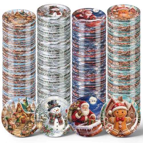 PullCrease 120 Pack Christmas Mason Jar Lids with Holiday Designs - Regular Mouth, Reusable, 70mm