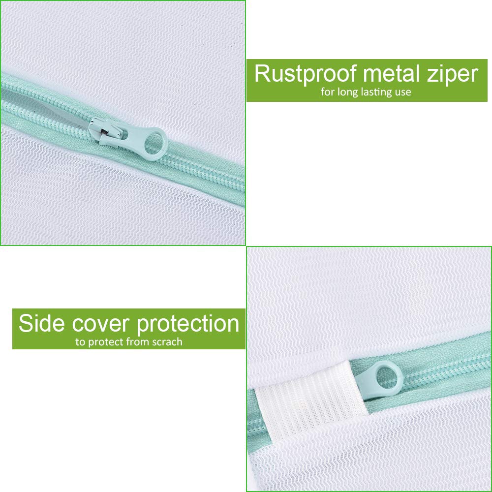 OTraki 2 Pack Extra Large Laundry Mesh Bag 43 x 35 Inch Mesh Laundry Bag Zippered Big Net Bag for Blanket Sweater Coat Bedding Sheet in Home Dorm Hotel Don't Drying, Melting 140-176℉, White