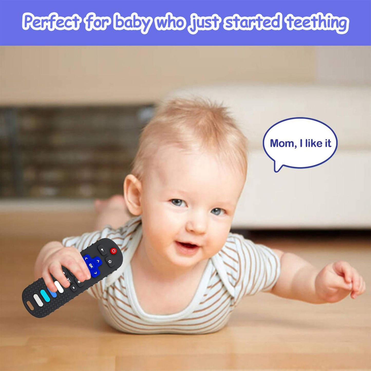 ROBBEAR Baby Teething Toys, Food Grade Silicone Remote Control Teether Toy for Babies 3 6 12 18 Months, TV Remote Shaped Chew Toys for Boys and Girls, Freezer BPA Free