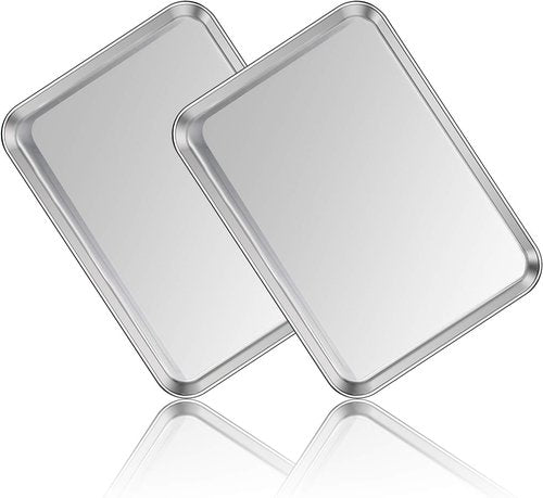 Deedro Stainless Steel Baking Sheet Set - Heavy Duty Non-Toxic Cookie Pans | Easy Clean, 16 x 12 Inch