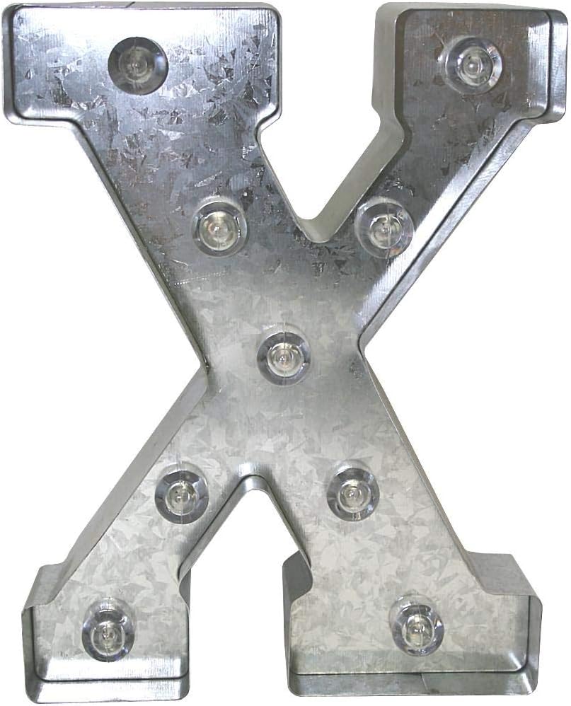 Silver Metal Marquee Letter J - 9.87” Tall Galvanized Decor for Events & Home