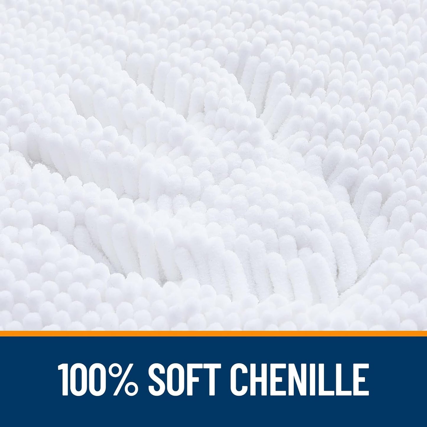OLANLY Bathroom Runner Rugs - Extra Soft Chenille Bath Mats | 59x20, Quick Dry & Machine Washable, White