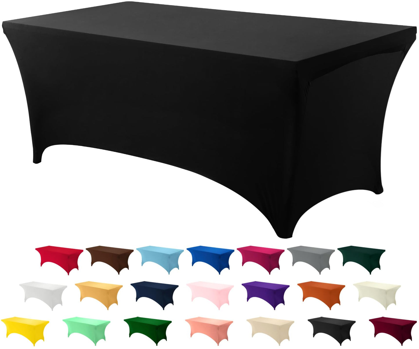 Utopia Kitchen Spandex Tablecloth 1 Pack [4FT, Black] Tight, Fitted, Washable and Wrinkle Resistant Stretch Rectangular Patio Table Cover for Event, Wedding, Banquet & Parties [72Lx30Wx30H Inch]