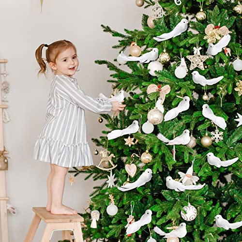 36 Pcs Christmas Dove Ornaments with Clip - White Bird Decor