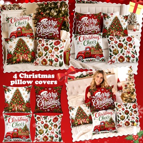 Festive 16-Pack Seasonal Pillow Covers 18x18 Inches - Halloween, Christmas, Fall & Winter Decor