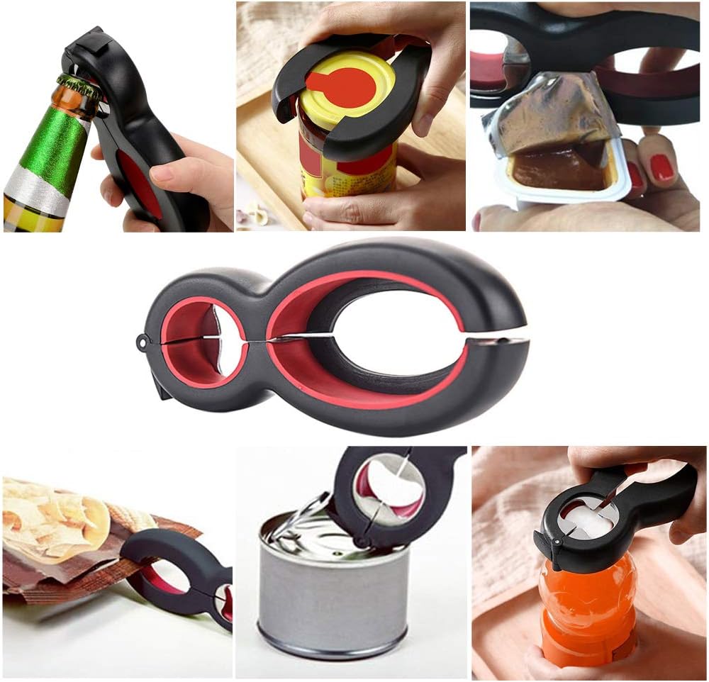 Medsuo Jar Opener - 6-in-1 Multi-Function Manual Bottle Opener for Seniors & Arthritis Relief - Portable Non-Slip Design