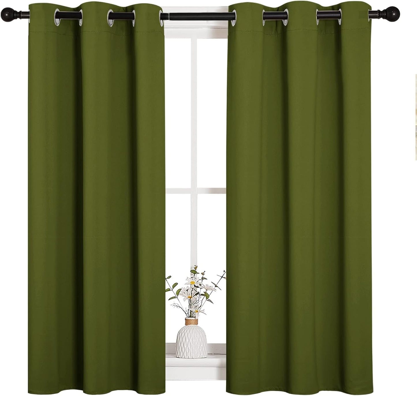NICETOWN Blackout Curtain Panels - Thermal Insulated Holiday Draperies | Olive Green, 34x45 Inch (One Pair)
