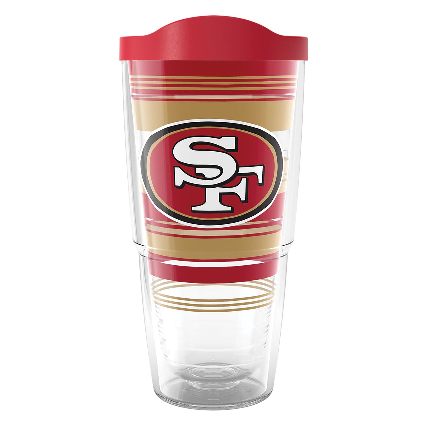 Tervis NFL San Francisco 49ers - Hype Stripes Made in USA Double Walled Insulated Tumbler Travel Cup Keeps Drinks Cold & Hot, 24oz, Classic