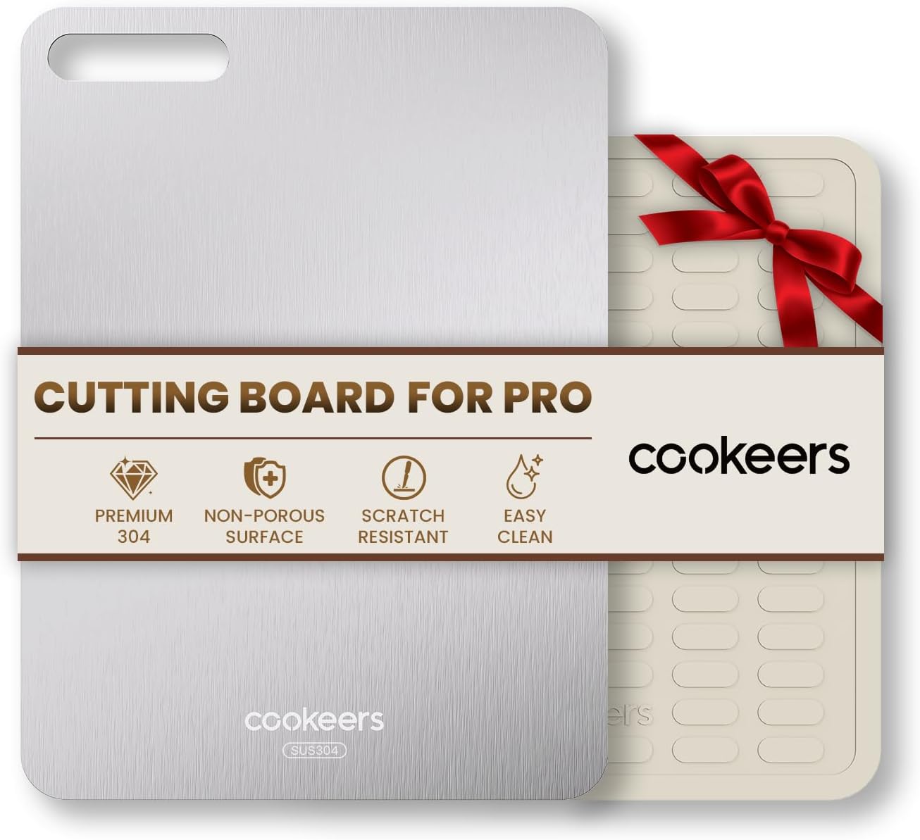 Stainless Steel Cutting Board - Non-Toxic, Odor-Resistant Kitchen Chopping Board | 13.5”L x 10”W, Dishwasher Safe