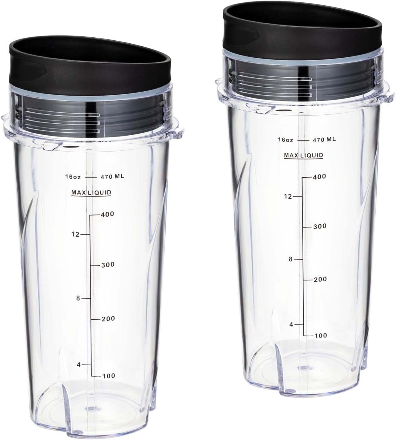 Ninja Blender Cups - 16oz Replacement for QB3001SS, QB3000SS, BL660, BL770 | 2-Pack with Lids