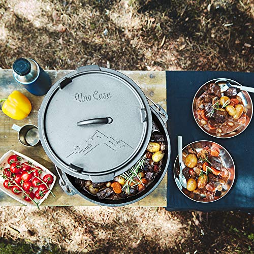 6 Qt Cast Iron Dutch Oven with Lid, Skillet, Tote & Accessories for Camping