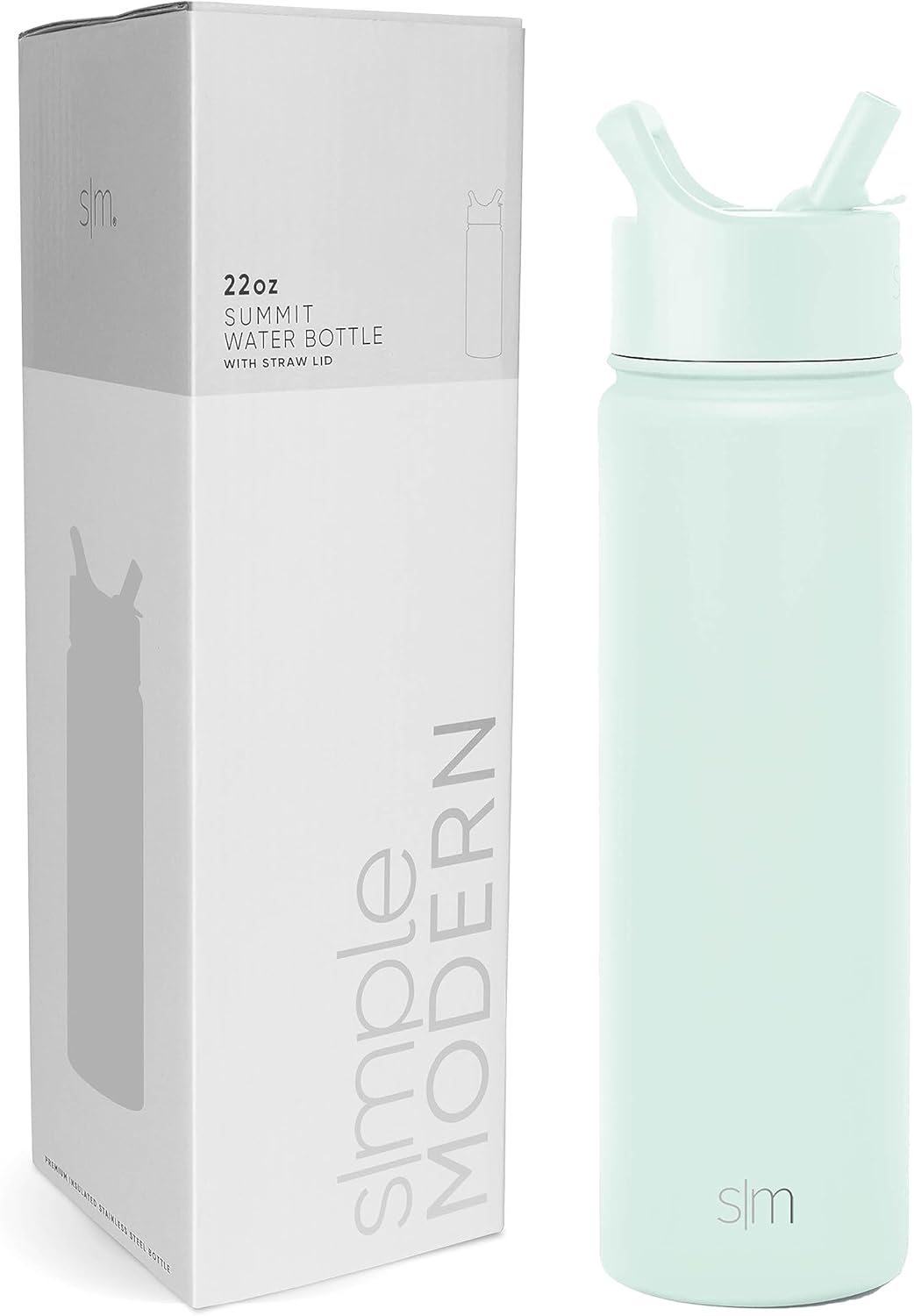 Simple Modern Water Bottle - Vacuum Insulated Stainless Steel Flask | 22oz Retro Mint | Reusable & Leak Proof