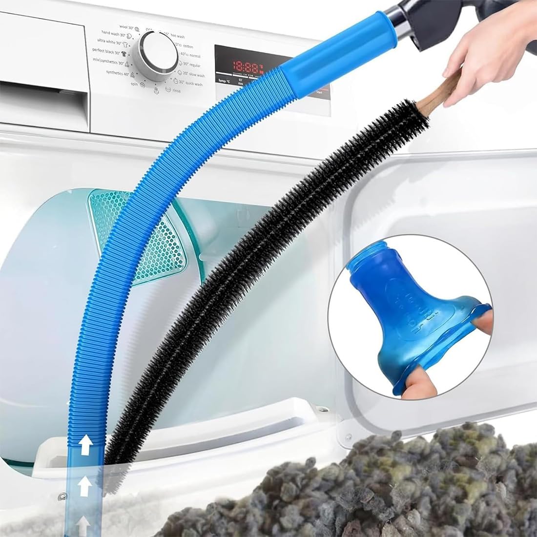 Dryer Vent Cleaning Kit for Vacuum, Universal Dryer Lint Vacuum Attachment with Long Flexible Hose & Brush, Dryer Lint Vac Attachment for Quick Lint Removal, for Most Vacuum Cleaners (1PC)
