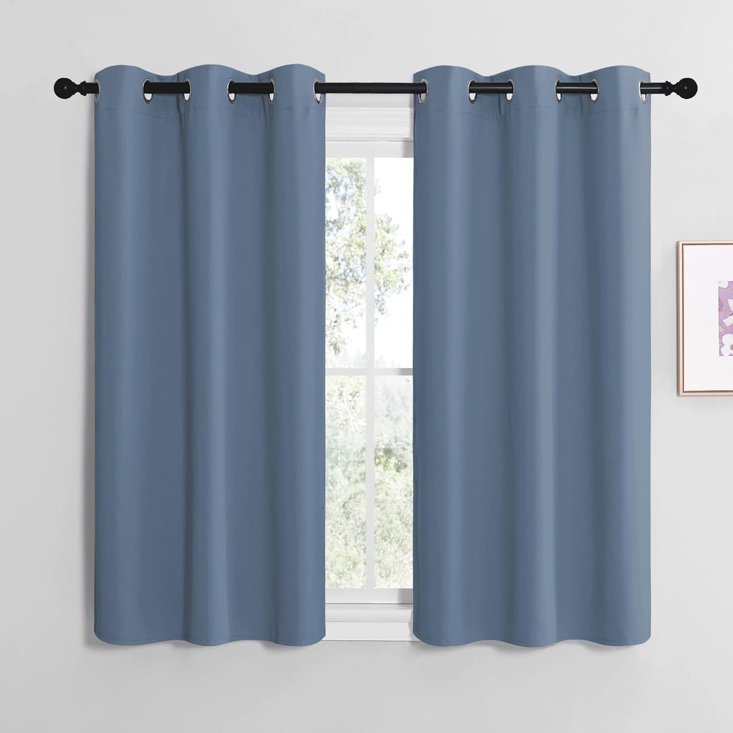 NICETOWN Thermal Insulated Blackout Curtain Panels - Solid Stone Blue, 42" x 48" (1 Pair)