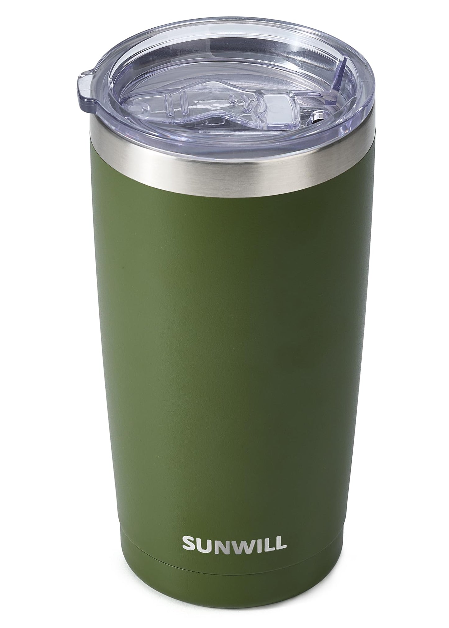 SUNWILL Travel Coffee Tumbler 20 oz, Insulated Mug with Lid, Stainless Steel Cup for Outdoor, Powder Coated Olive