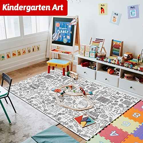 Wiooffen 47¡¯¡¯x 82¡¯¡¯ Christmas Giant Coloring Tablecloth Posters Activity for Kids, Xmas Huge Holiday Color-in Paper Poster Table Cover Arts and Crafts for Kids Preschool Kindergarten Classroom