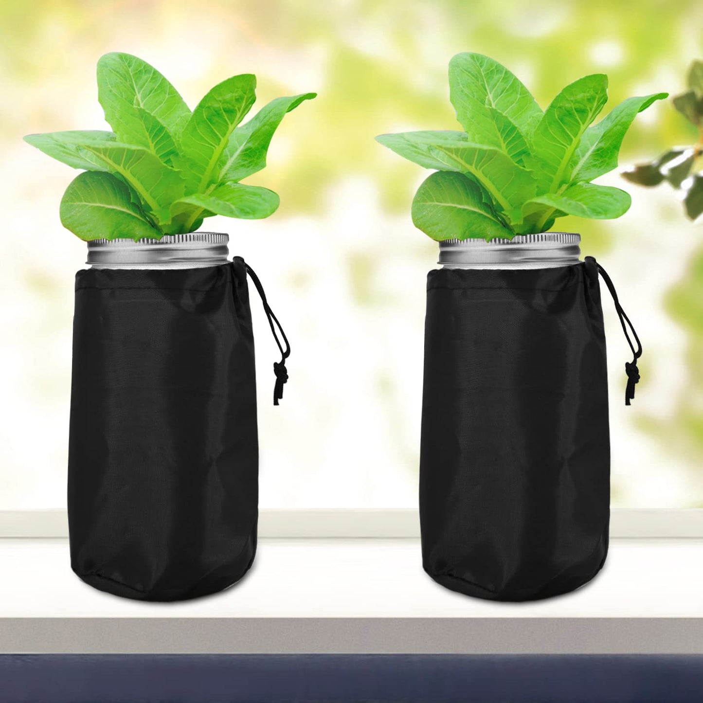 12pcs Kratky Wide Mouth Hydroponic Cover Lids with Blackout Sleeves and Hole for Mason Jars