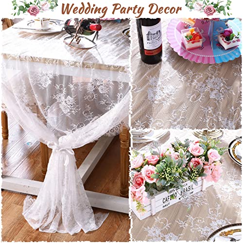 White Lace Tablecloth Set - 10 Pieces 60 x 120 Inches Rectangular Overlay