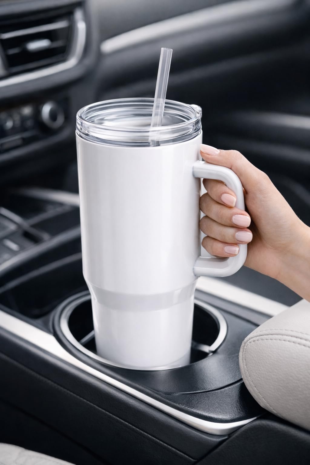 40 oz Stainless Steel Insulated Tumbler With Handle and Straw, Leakproof Lid, Double wall Vacuum Travel Mug, Keeps Drinks Hot and Cold 24h, Large Reusable Water Bottle, Car Cup Holder Friendly.