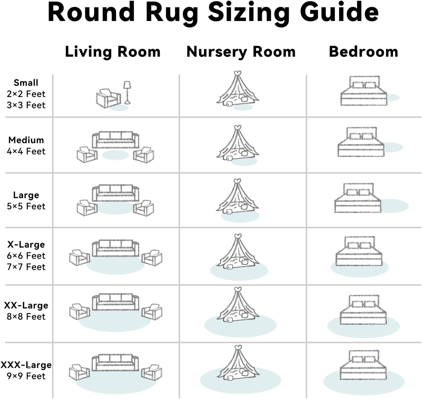 OLANLY White Round Rug - Soft, Fluffy Shaggy Area Rug, 4 ft Circle for Bedroom & Living Room Decor