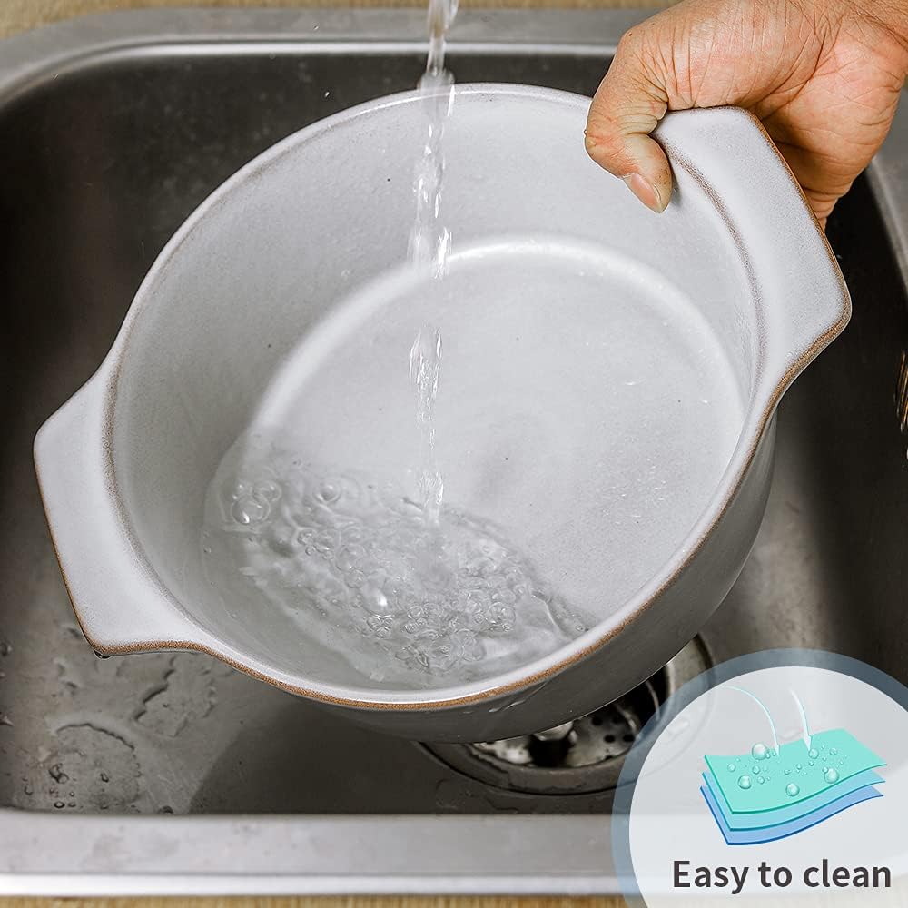 KOOV Ceramic Casserole Dish - Oven Safe 2 Quart Round Baking Dish with Lid | 9 Inch Deep Cookware Set