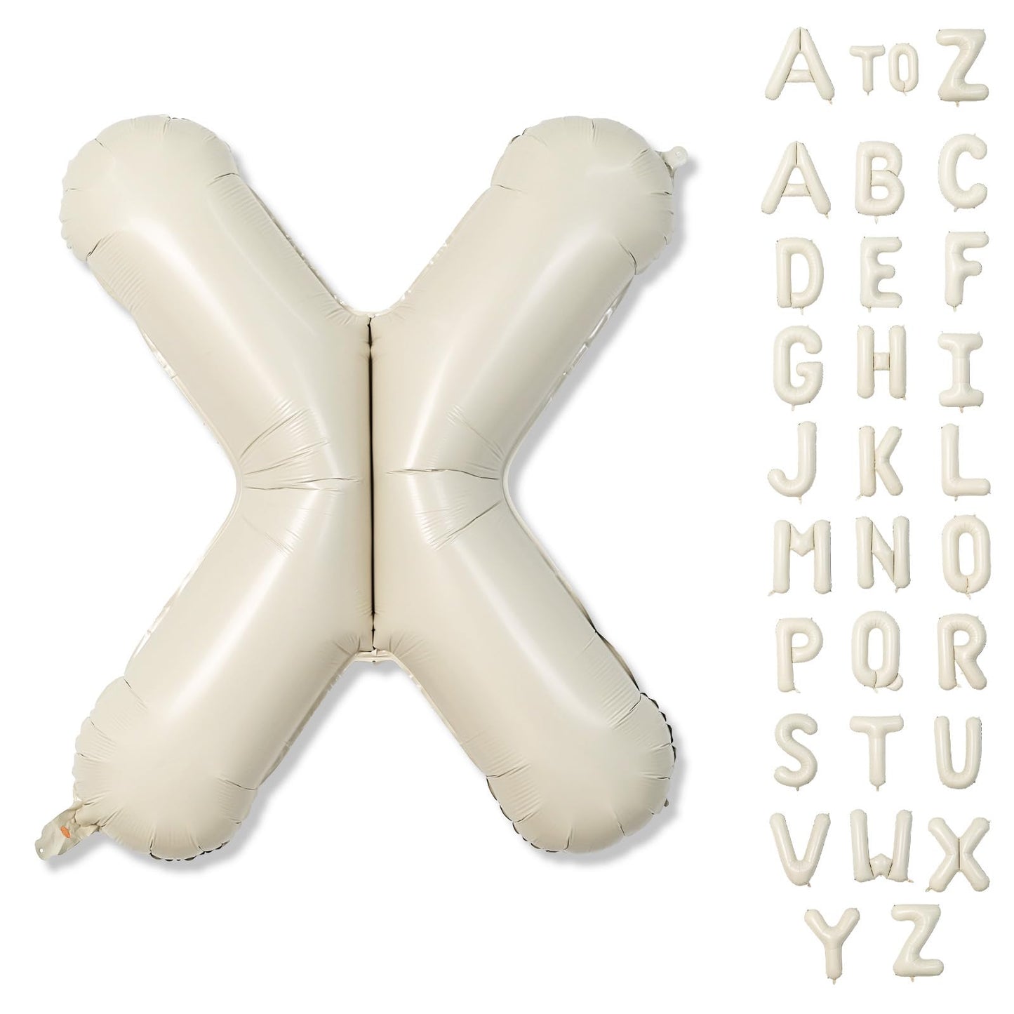Giant Alphabet X Foil Name Balloons, Cream Ivory White Inflatable Word X Letters for Birthday Decor, 40 Inch Mylar Beige A-Z Custom Letter for Girls Baby Shower Party Decoration Supplies