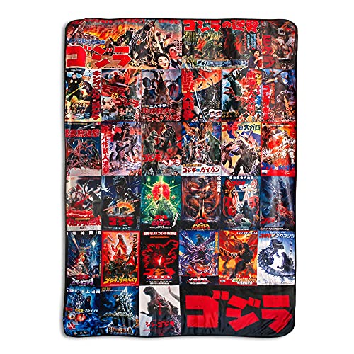 Godzilla Movie Poster Plush Throw Blanket - Oversized Cozy Fleece Cover 76x54 Inches