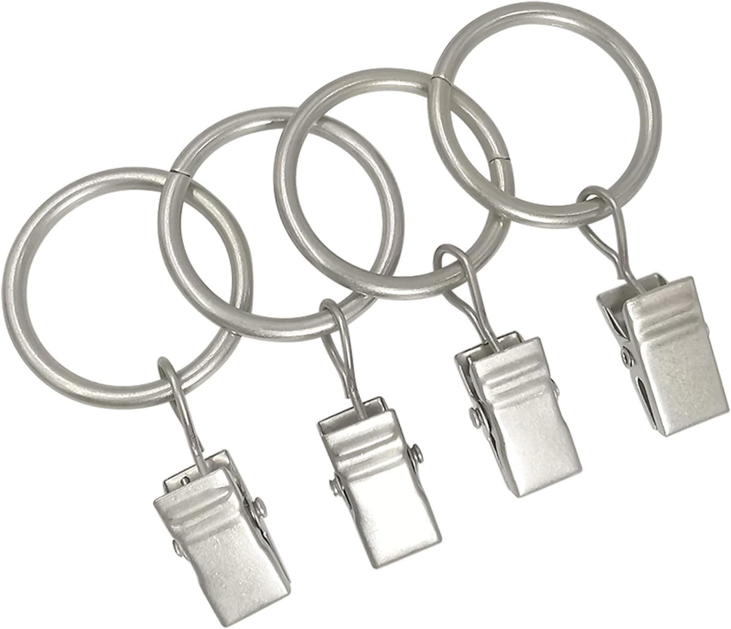 Skiennix 44 Pack Metal Curtain Rings - Durable Drapery Clips with 1 Inch Inner Diameter | Matte Silver Finish
