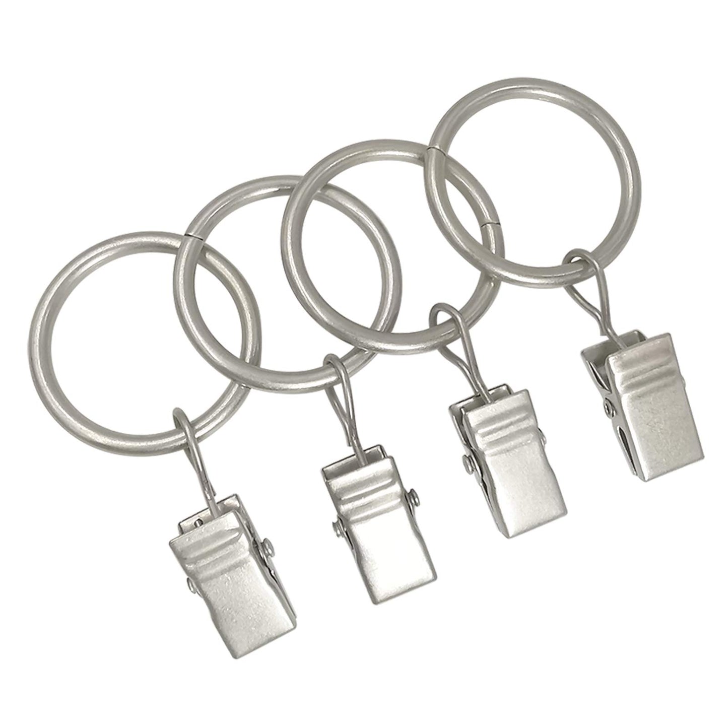 AMZSEVEN 44 Pack Metal Curtain Rings with Clips, Drapery Clips with Rings, Drapes Rings 1 inch Inner Diameter, Fits Diameter 5/8 inch Curtain Rods, Matte Silver