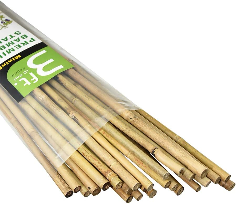 Mininfa Bamboo Garden Stakes - Eco-Friendly 3 Feet Plant Supports for Tomatoes, Trees & Beans | 25 Pack