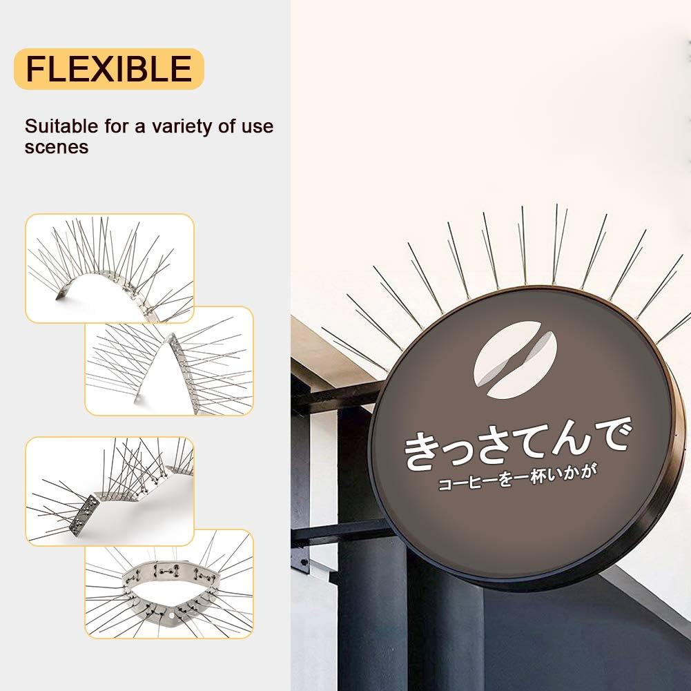 OFFO Bird Spikes - Durable Stainless Steel Pigeon Spikes Kit | Protects 3.4 Feet from Birds