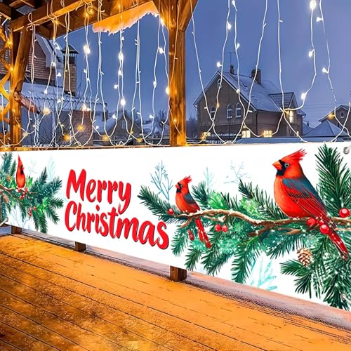 HOMETITUTE Merry Christmas Banner Cardinal Pine Decor 118 x 20 Inch - variation #9
