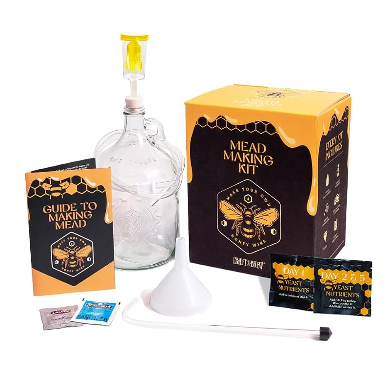Craft A Brew Mead Making Kit – Reusable 1-Gallon Homebrew Mead Kit – Includes All Supplies & Guide