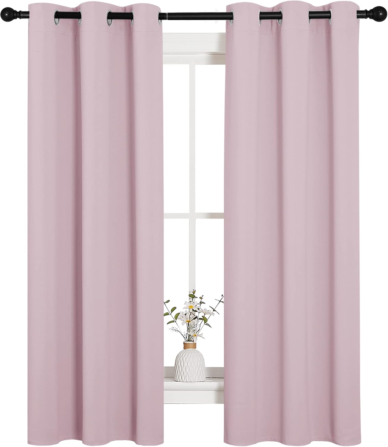 NICETOWN Blackout Curtain Panels - Thermal Insulated Drapes for Girls Room | Baby Pink & Lavender Pink, 34 x 63 Inch (1 Pair)