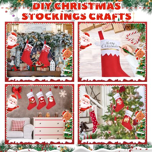 Amazing Time 16Pcs Red Christmas Stockings with White Cuff & Gold Trim - Holiday Decor