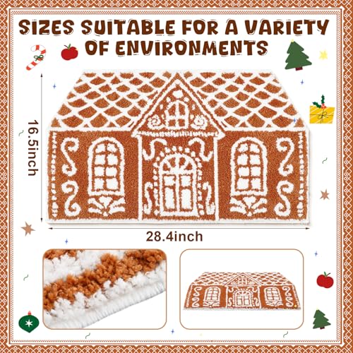 Breling Classic Gingerbread House Christmas Bath Mat 28.4 x 16.5 in, Holiday Decor