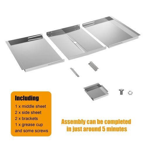 Adjustable Grease Tray with Catch Pan Replacement for Kenmore,Nexgrill,Dyna Glo,BHG and More,Universal Grill Drip Pan Accessories,Stainless Steel,Adjustable Length 28"-34"
