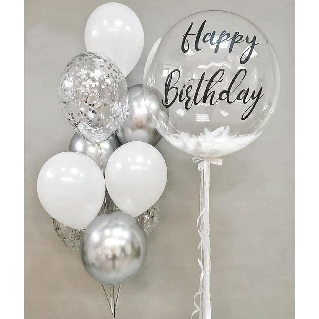 Bezente Silver Confetti Latex Party Balloons - 60 Pack 12 inch Helium Silver Confetti Glitter Balloons for Wedding Graduation Bridal Shower Birthday Engagement Party Decorations