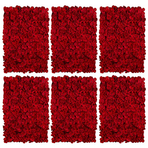 Red Flower Wall Backdrop for Party Decor - 6 Pcs, 24 x 16 Inches