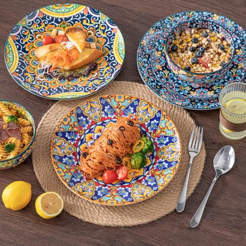 Vancasso Bohemian Style Dinnerware Set for 4 - 12 Pieces, Plates & Bowls