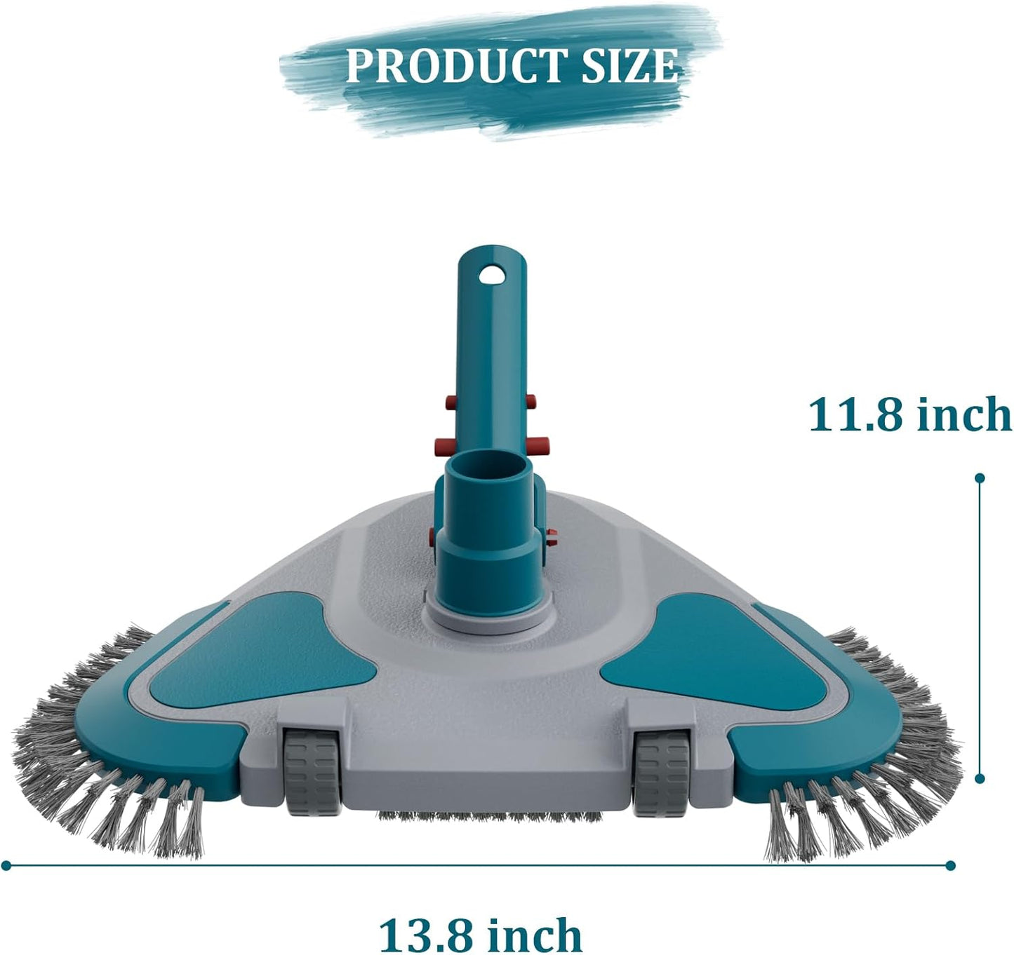 Upgrade Pro Weighted Triangular Pool Vacuum Head - Rotative with Brush & EZ Clip Handle for Vinyl Pools