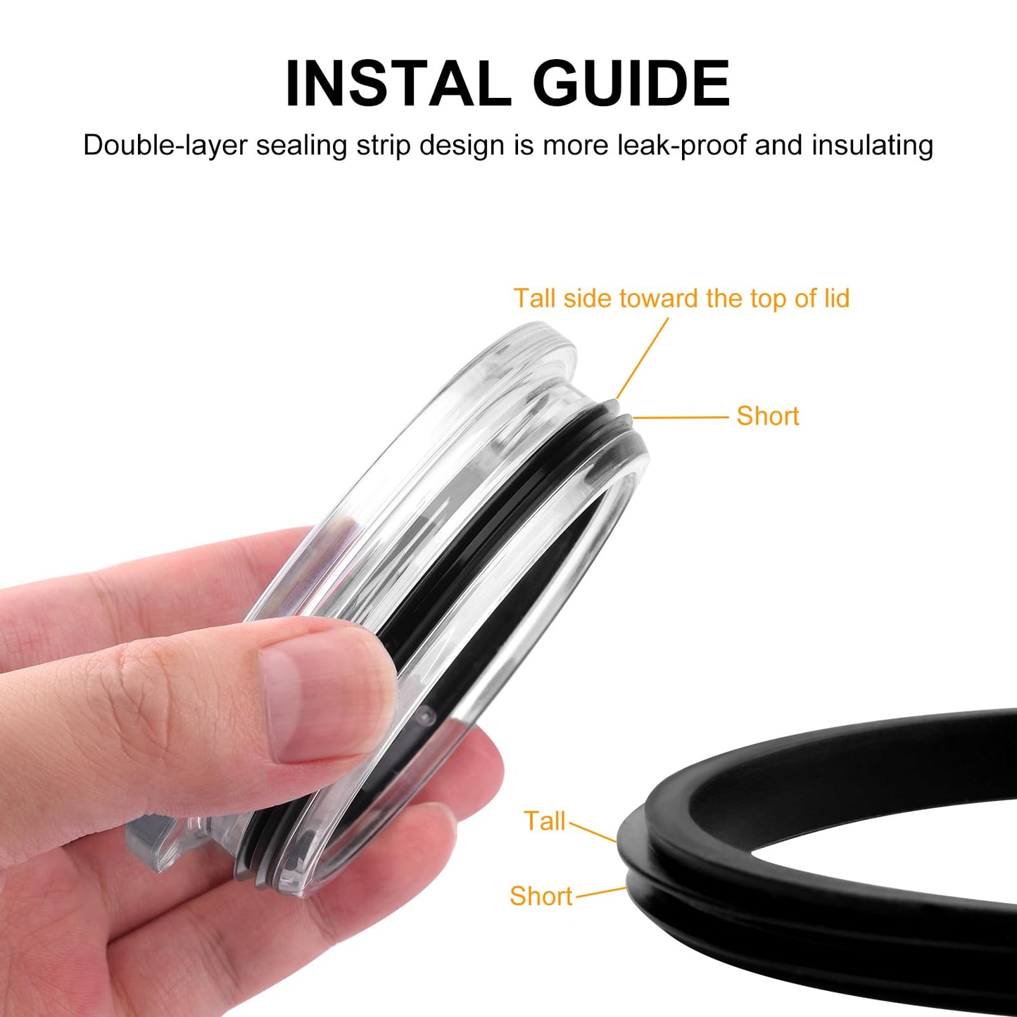 Rubber Seal Replacement Compatible with Yeti 20 Oz Tumbler Lid, O Ring Gasket For 20 Oz Yeti Rambler Straw Lid-4 Pack Replacement Silicone Seal Parts